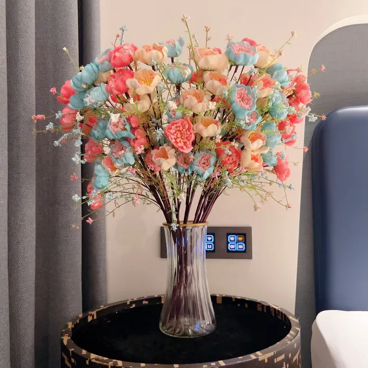 轻奢高档仿真花摆设杜鹃花假花客厅餐桌装饰花束花艺家居摆件品