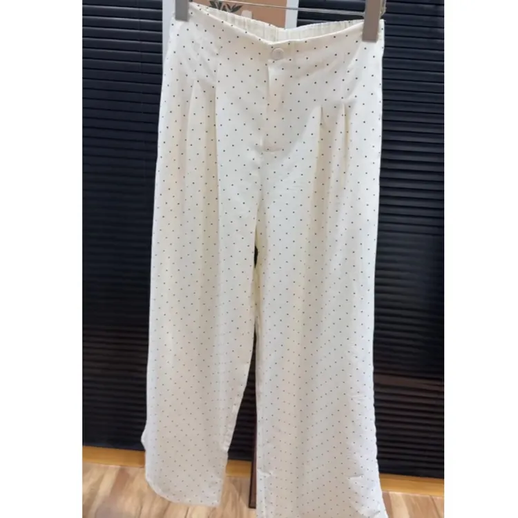 2025夏季新款高腰显瘦大码阔腿显瘦薄款休闲波点阔腿裤