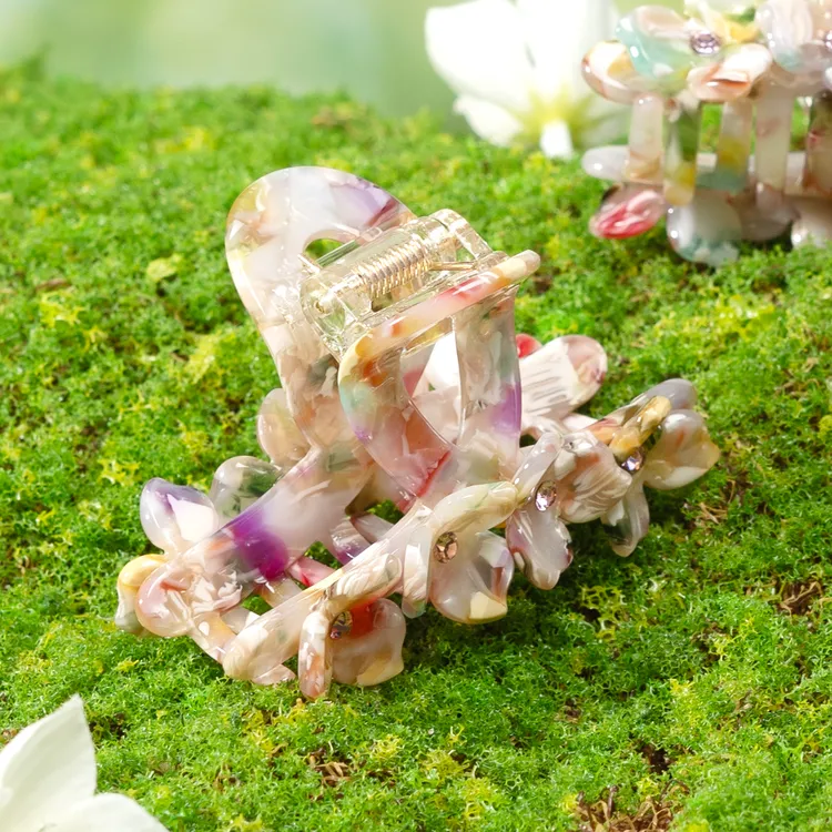 小众轻奢高级感醋酸抓夹镶钻醋酸后脑勺盘发半扎鲨鱼夹发夹发卡