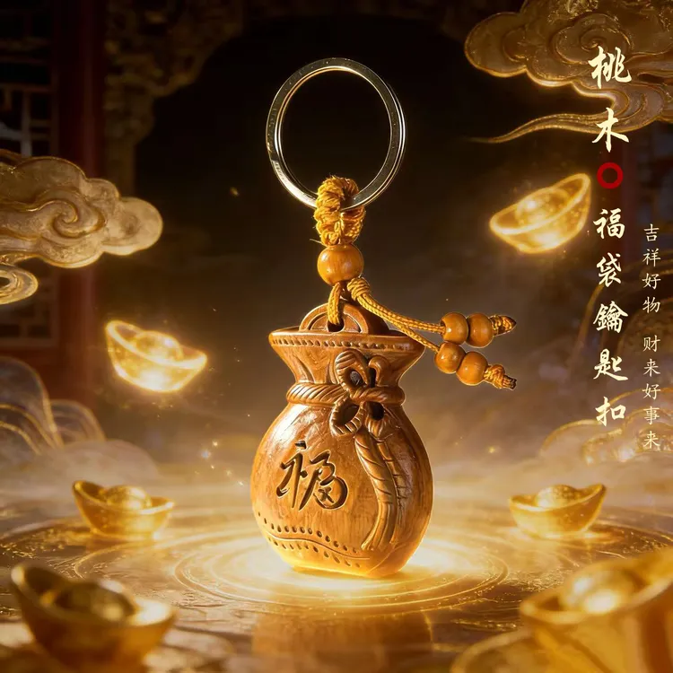 【先生推荐】马年普陀手作桃木福袋 生肖汽车挂件 驾车个人用品