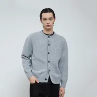SINONOME 羊毛混纺圆领短版宽松基础慵懒开衫针织衫毛衣 cleanfit