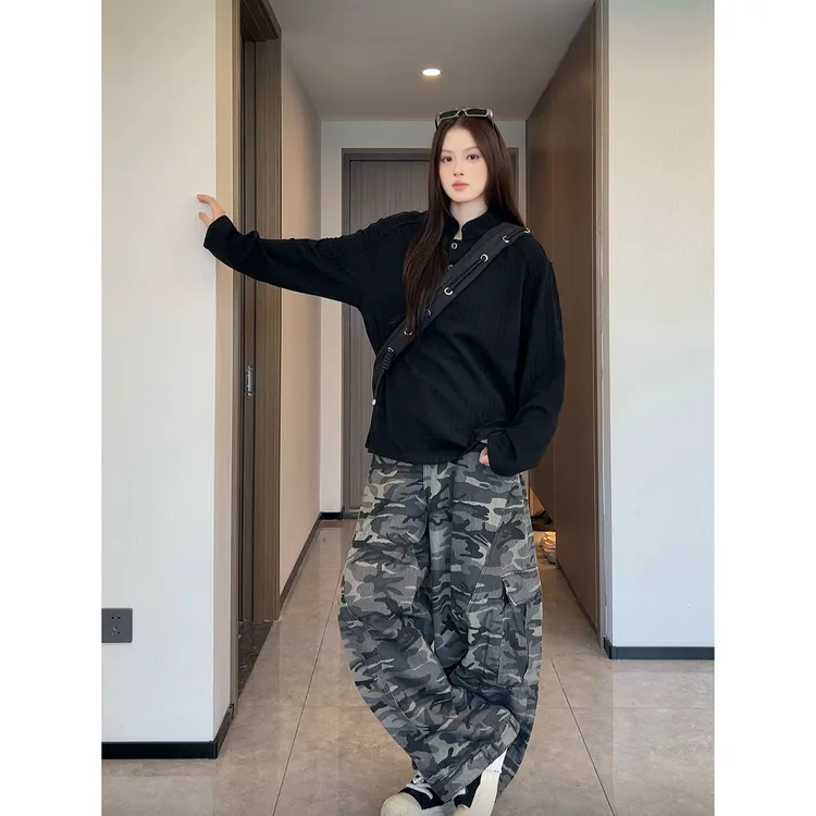 鱼骨纹美式亨利领卫衣男款秋季重磅千鸟格长袖t恤polo内搭打底衫