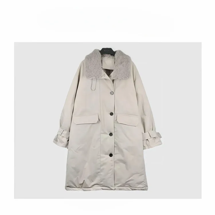 冬季新款时尚百搭设计款拼接毛毛领羽绒服00159