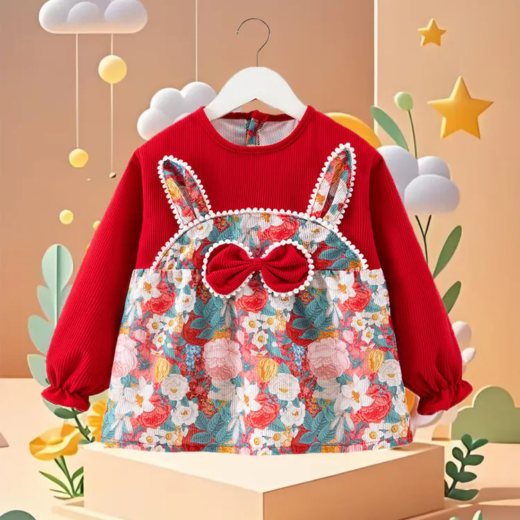 儿童罩衣公主风防水防脏反穿衣外穿洋气秋冬季宝宝碎花女童护衣