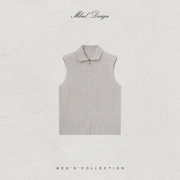 MBNL-F「元宝针.立体罗纹」秦磊男装保暖7针100羊毛马甲LL-WMJ6012