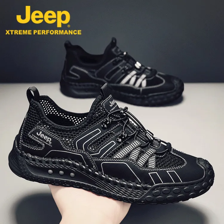 JEEP吉普鞋子男鞋夏季透气2025新款防滑休闲款登山网面运动鞋男士