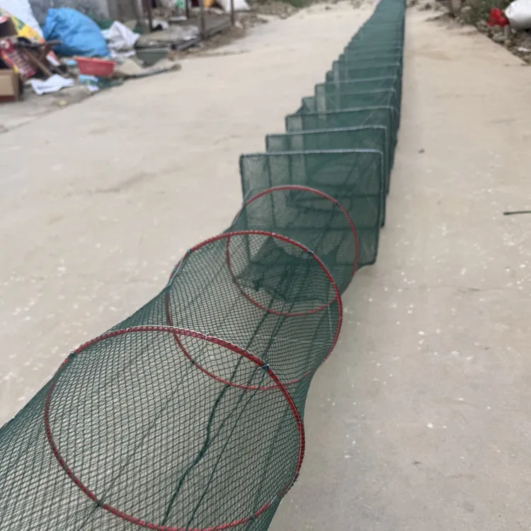 绿20米57节42口无节加厚折叠捕鱼笼虾笼网可捕龙虾黄鳝泥鳅河虾