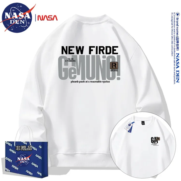 NASA联名美式百搭印花男女款圆领卫衣保暖宽松秋冬时尚长袖上衣服