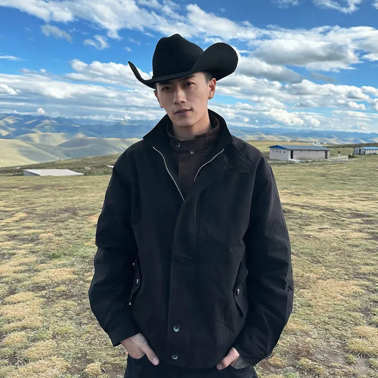 ADGC美式复古飞行夹克男秋季新款宽松潮牌廓形刺绣立领休闲上衣