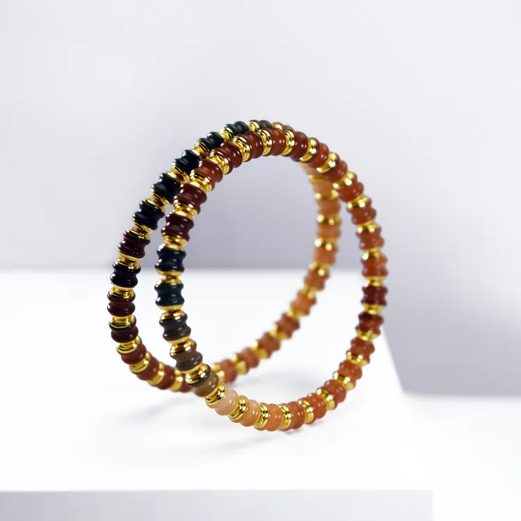 兆玺春秋多色彩虹莲花菩提根绕指柔手串竹节无染榫镶金盾原创文玩