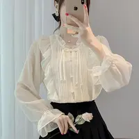 秋装新款长袖衬衫时尚减龄温柔显瘦上衣女设计百搭洋气仙女小衫
