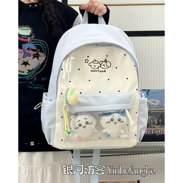 可爱学院书包女初中生小学生百搭少女透明双肩包追星小食量痛包新