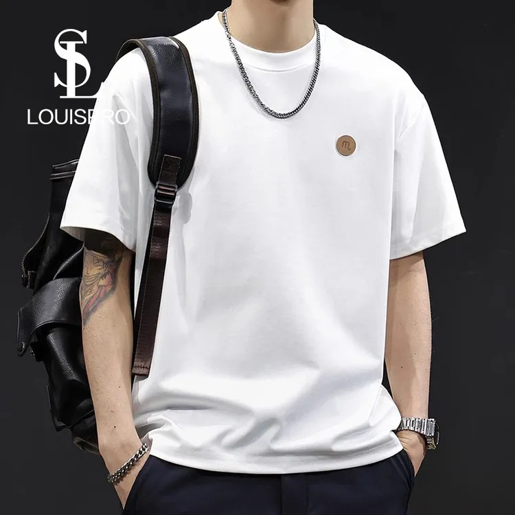 简约百搭短袖t恤男士夏2025新款大码衣服潮男款白色体恤