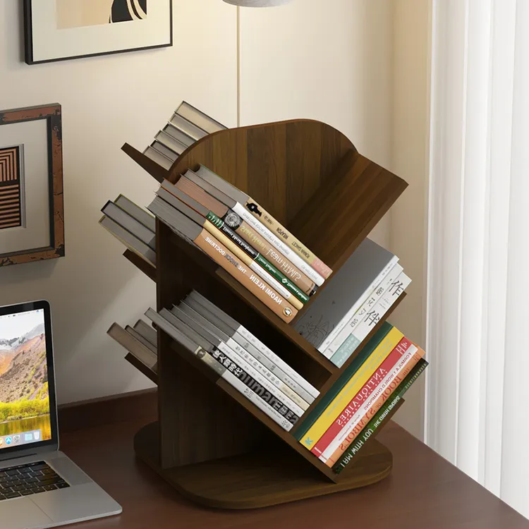 【旋转书架】文艺风拆装可简约风加固见外包装桌面木质书架