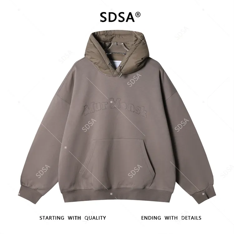 SDSA男士秋冬新款痞帅男装韩版拼接贴布字母设计连帽卫衣时尚潮流