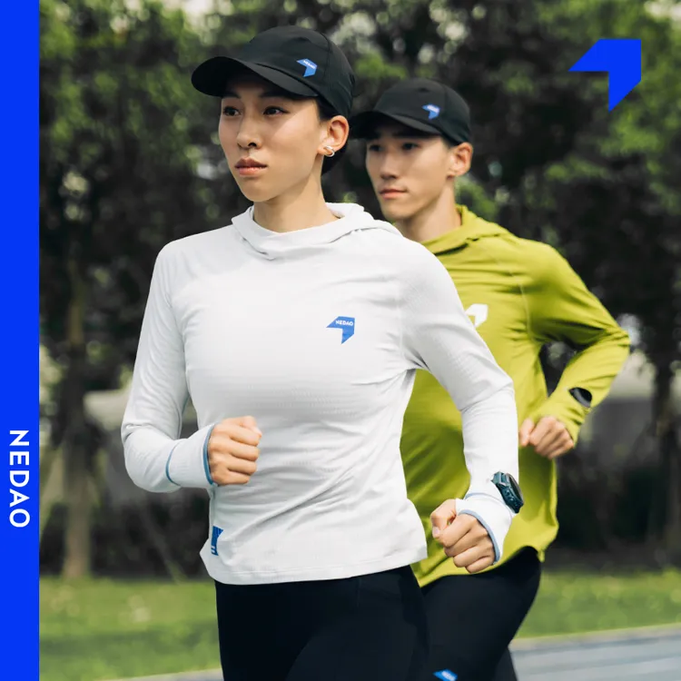 内道跑步长袖能量方格AIR秋冬连帽保温保暖男女长袖