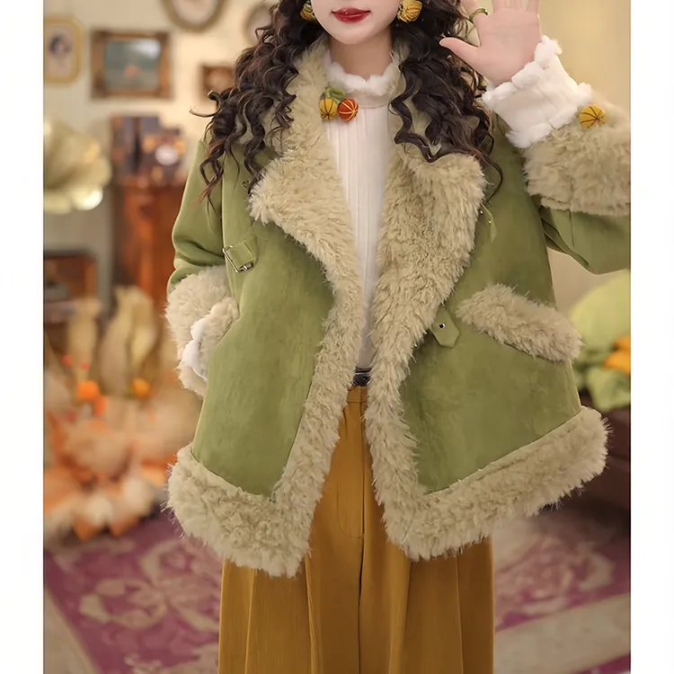 复古甜妹保暖显白不臃肿2026冬季毛绒棉服女款街拍出片甜妹风适配