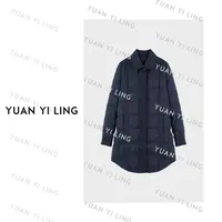 袁艺灵【钢琴家】90鹅绒翻领格纹气质羽绒服外套9271