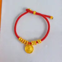合金布艺手链 CHAOXI/朝玺 黄财财红绳盘缠国风可调节手绳6389