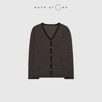 BACKATONE “优美旋律”  时尚精纺羊毛条纹针织开衫 BFF-1AS415H-K