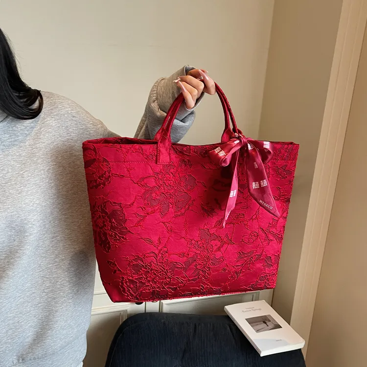 通勤红色新娘婚包高级感大容量红色新娘包结婚日记包包