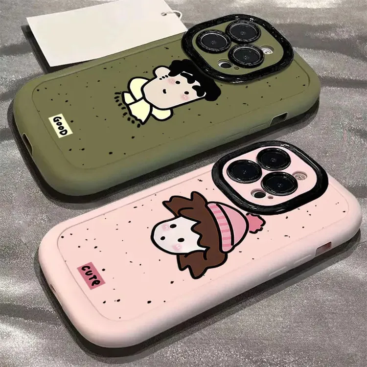 卡通美伢广志情侣适用苹果16泡芙16PRO手机壳软15/14简约潮牌可爱