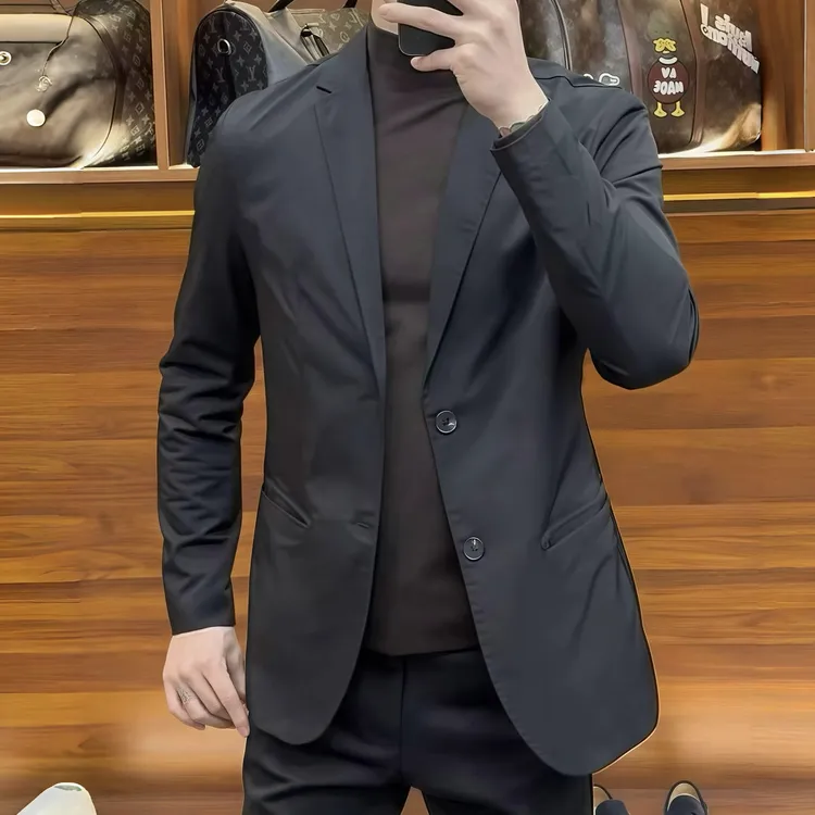 春秋男士韩版简约时尚西装商务休闲百搭潮流西服轻奢修身经典外套