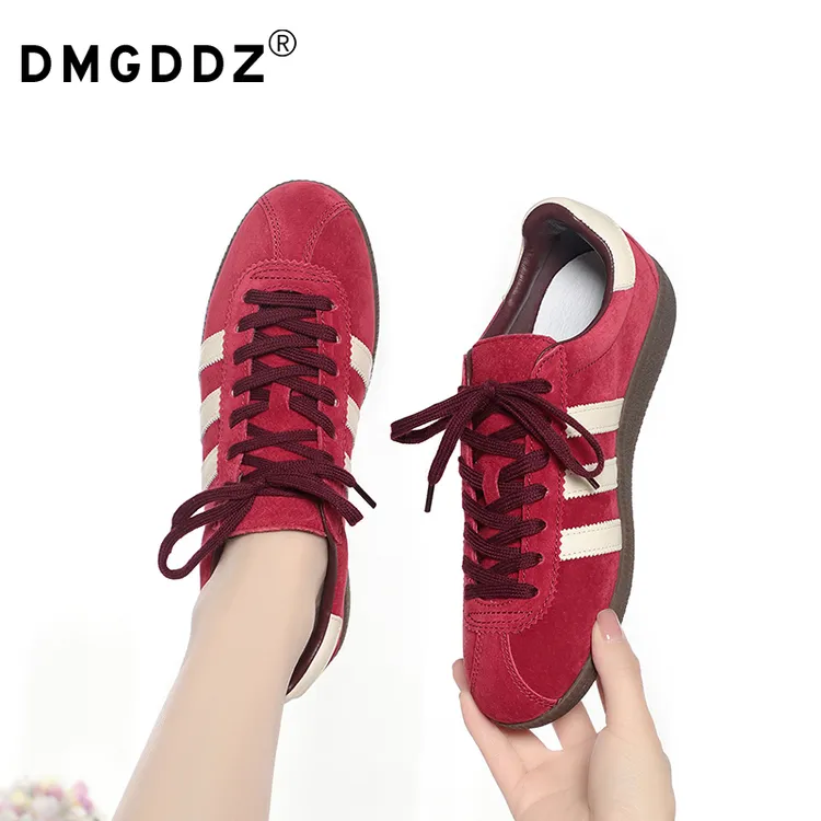 DM手工鞋子女爆款2025新款高级感百搭休闲复古德训运动鞋反绒牛皮