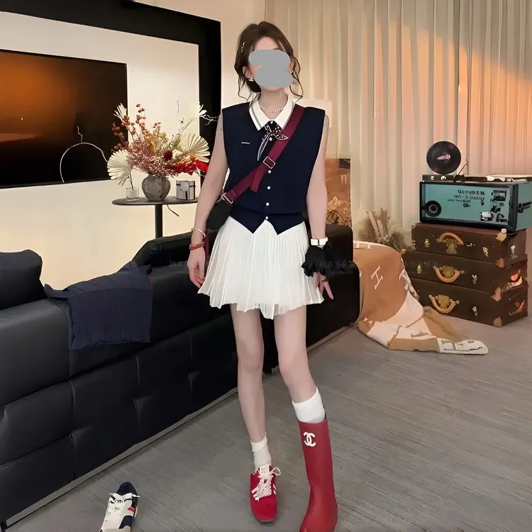 【戛纳都市】2025S/S新品夏季无袖POLO领针织衫女X25XZZ01123