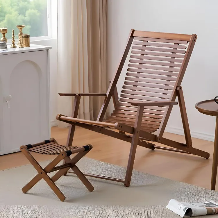 楠竹折叠躺椅午睡休闲椅坐躺两用靠背椅懒人午休椅可调节坐椅