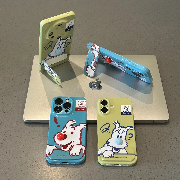 欧克里里问号小狗镜子支架适用苹果16菲林手机壳华为vivo小米oppo