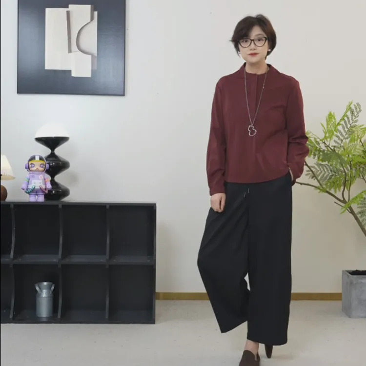 【U.M】极简小立领长袖解构立裁衬衫