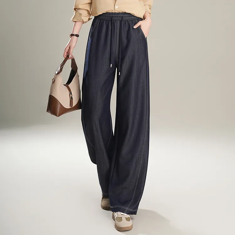 哥弟阿玛施正品2025春季高腰裤牛仔裤显瘦牛仔时尚垂感宽松直筒裤