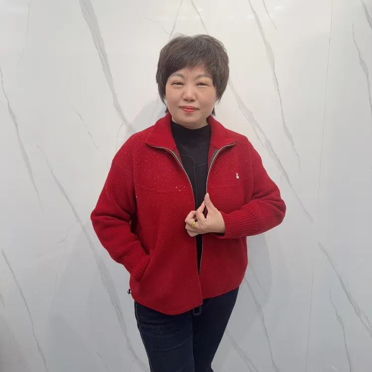 6830冬季新款时尚百搭满天星烫钻拉链毛呢外套