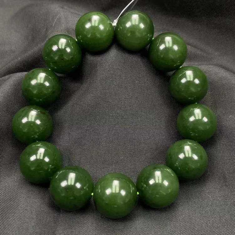 【迈越珠宝】天然和田玉碧玉红皮老料18mm大规格手串满色中国风