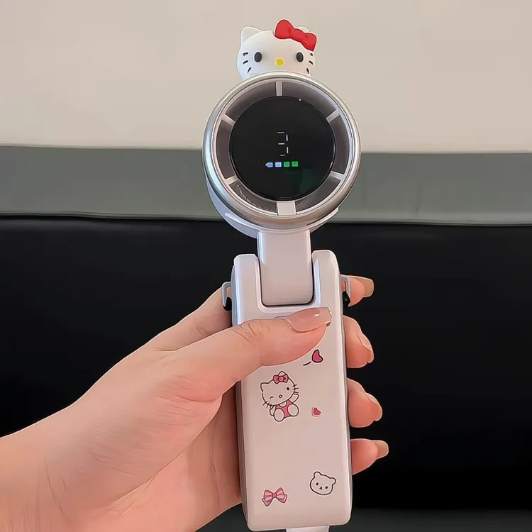 哈喽KT高速涡轮迷你手持风扇便携式折叠可挂脖户外充电小风扇