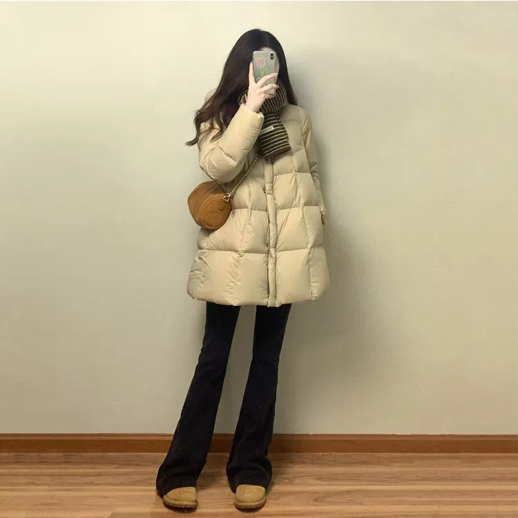 三彩高充绒量巨好看的羽绒服女2025年冬季新款高级感保暖白鸭绒中