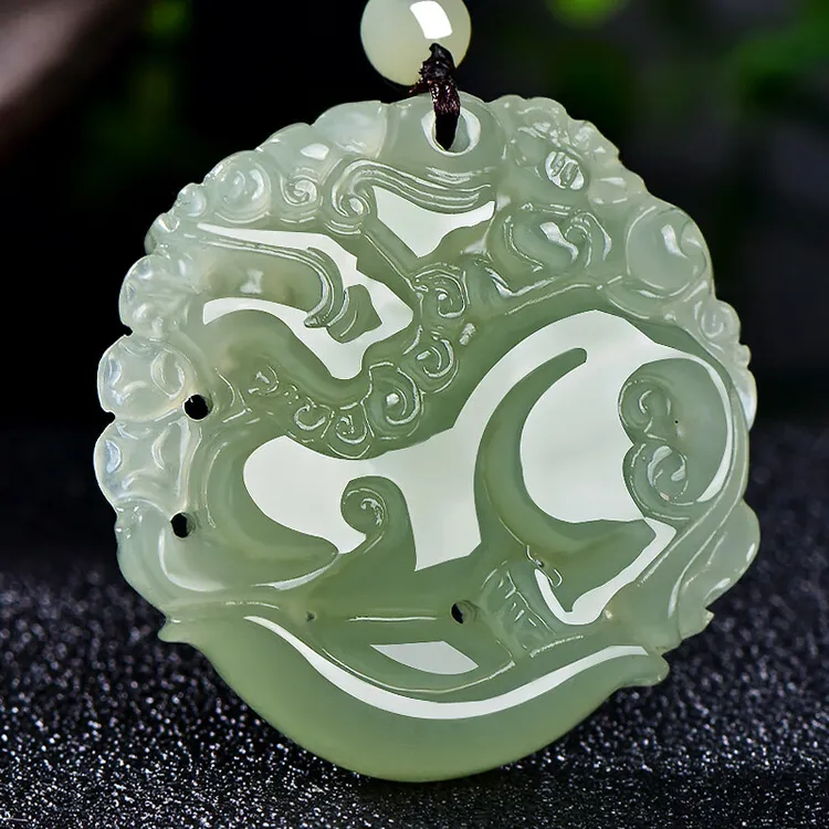 男女款青白玉貔貅吊坠带证书貔貅牌多样性发货拍一发一QZM5072