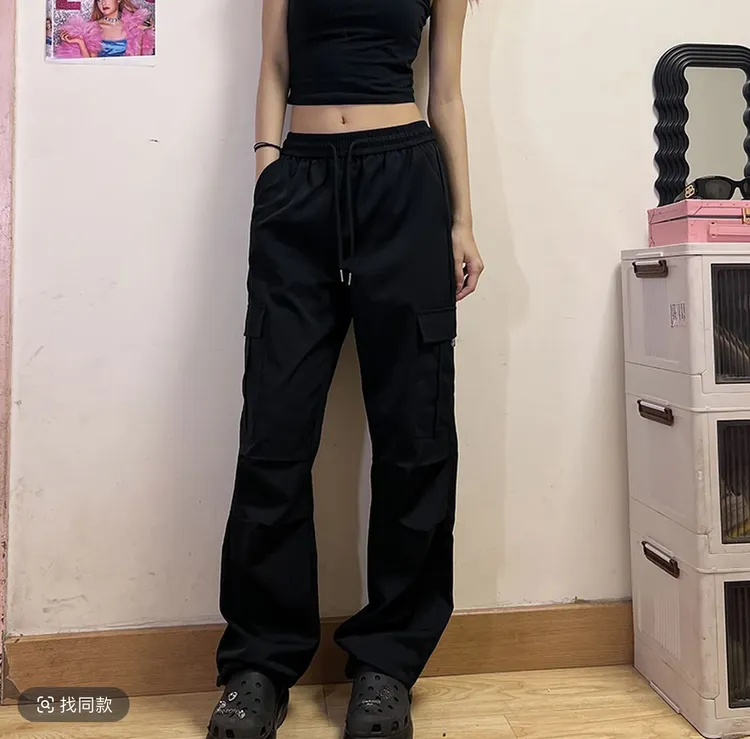 【婷婷家】小个子夏季美式复古薄款工装裤休闲阔腿裤#1254