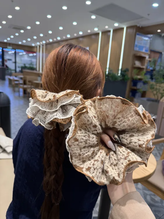 2025秋冬新款针织奶咖色毛线软糯气质大肠发圈小蛮腰发圈