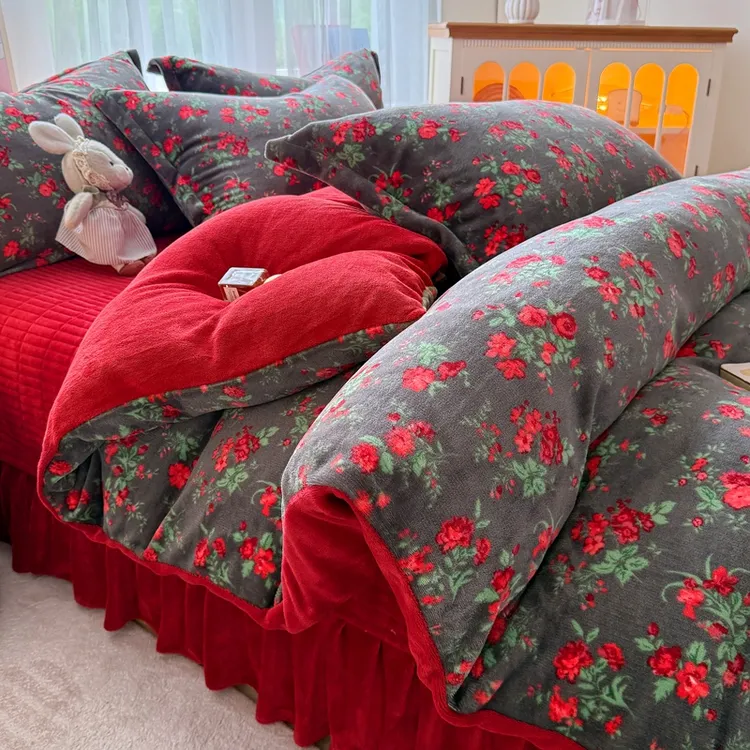 【床盖款四件套】新款冬季加绒加厚保暖双面牛奶绒四件套