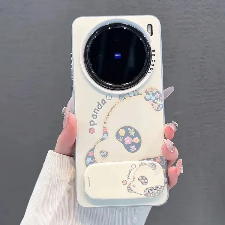 碎花熊猫适用VIVOX200手机壳x100/90/80/70彩银S20/19/18/17Pro套