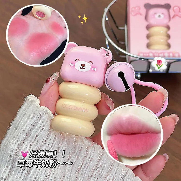 凤倪甜心熊仔绒雾唇泥女丝绒雾面哑光唇颊两用素颜显白唇釉保湿