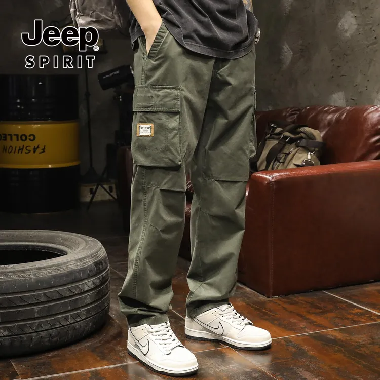 JEEPSPIRIT美式直筒工装裤男宽松大码春季高街潮牌纯棉休闲裤长裤
