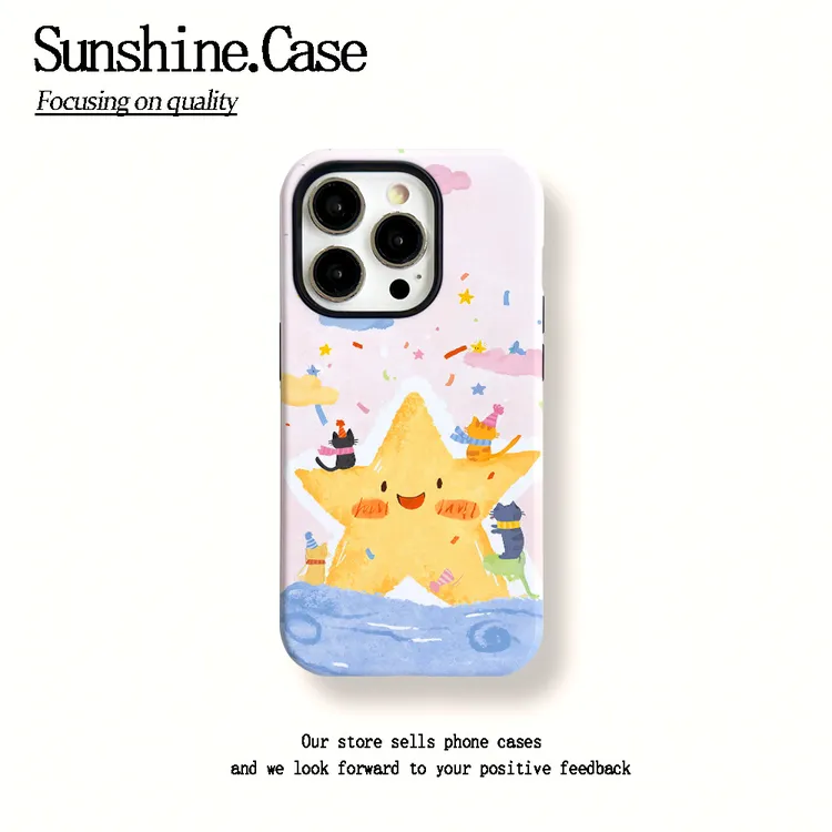 菲林二合一适用苹果华为vivo小米oppo手机壳涂鸦星星16PRO/15