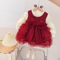 女宝宝蛋糕裙秋季连衣裙女小童裙子韩版公主裙生日大蝴蝶结蓬蓬裙