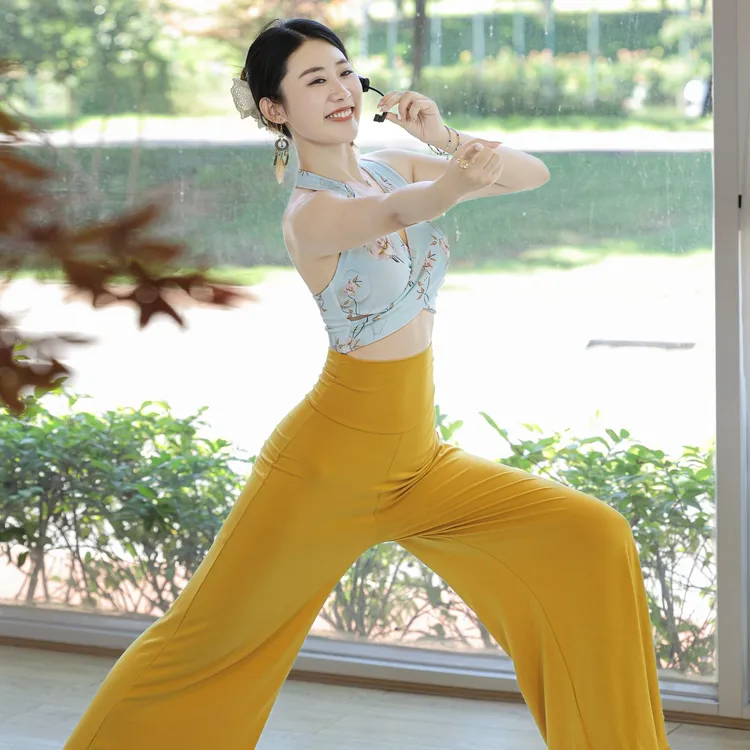 [亲肤软糯-高腰高弹宽松轻薄浮云瑜伽裤]普拉提健身运动裤