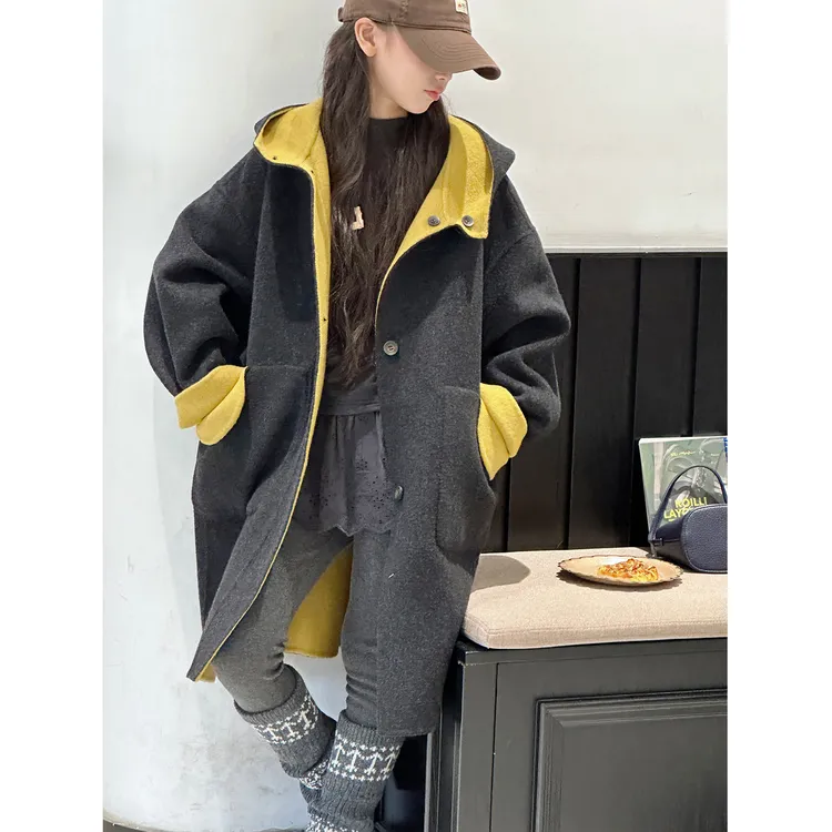 K30126孙小美双面穿女童秋冬装呢大衣2025新款儿童中长款外套加厚