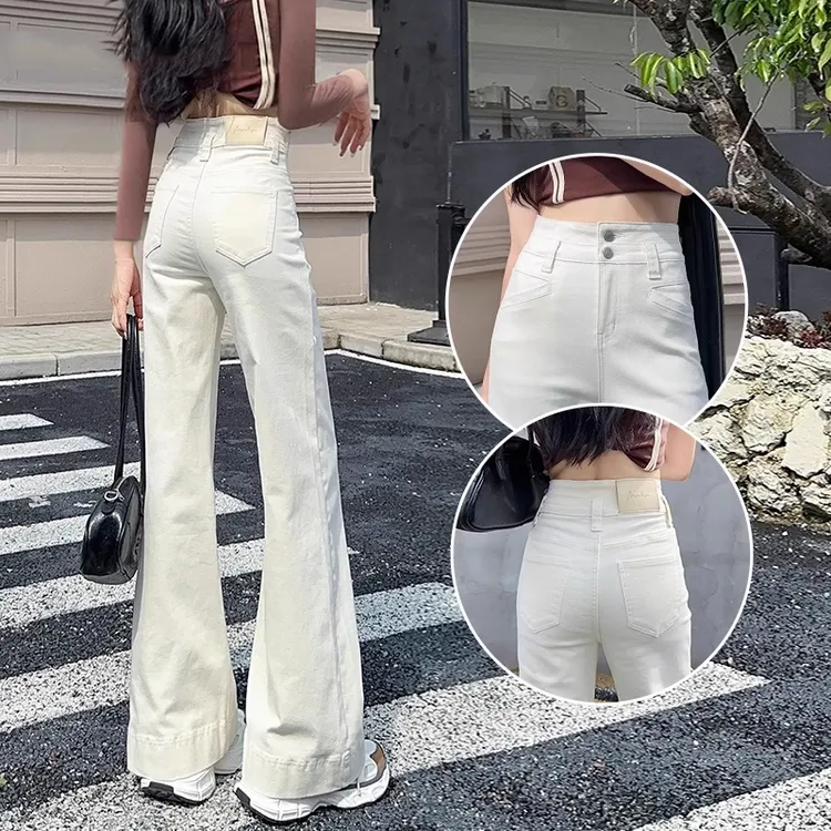 加绒微喇牛仔裤女款爆款2025新款秋冬休闲裤高腰阔腿裤显瘦喇叭裤
