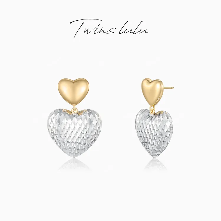 TWINS LULU 【双心】圣诞节百搭INS小众大气简约爱心耳环TSL3099